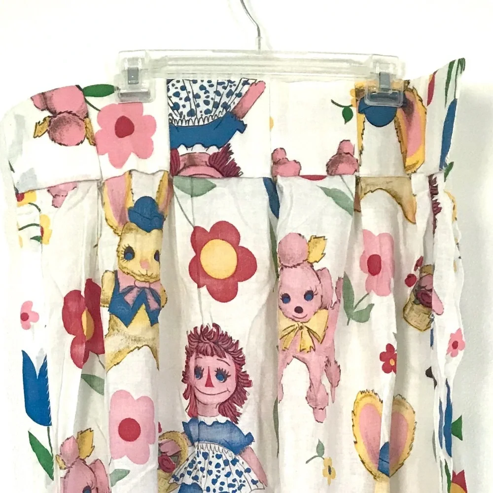 Vintage Raggedy Ann pink poodle curtains set of 2
